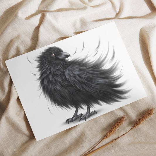 Lintu -Postikortti (Korppi) - ArtByAnnaK