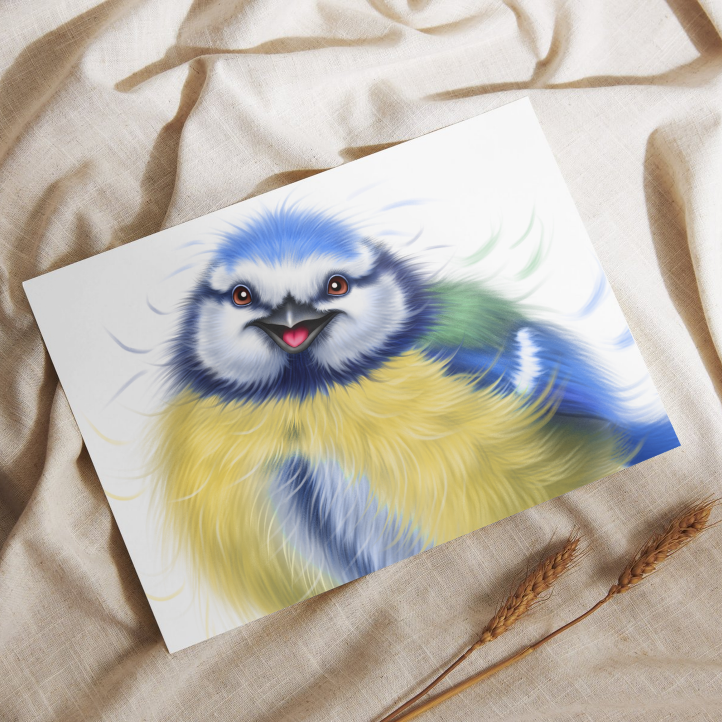 Lintu -Postikortti (Sinitiainen) 2 - ArtByAnnaK