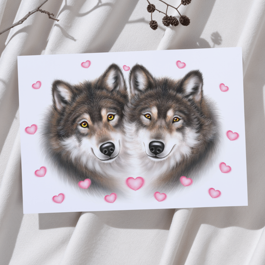 Vargpar och hjärtan - Konsttryck