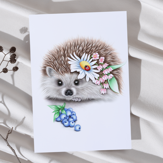 Igelkott och blåbär - Konsttryck