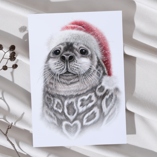 Ringed seal / Saimaa ringed seal -Art print (Christmas)