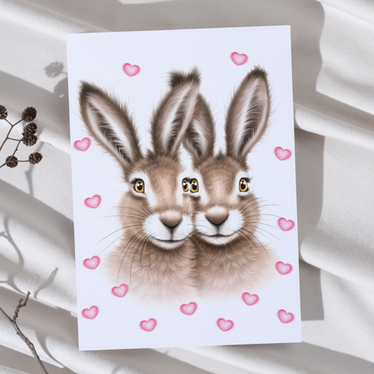 Harar par och hjärtan - Konsttryck (Kanin)