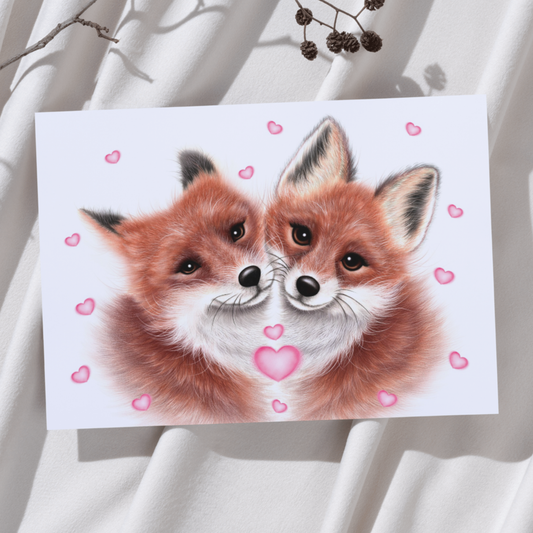 Kettupari ja Sydämet -Taideprintti