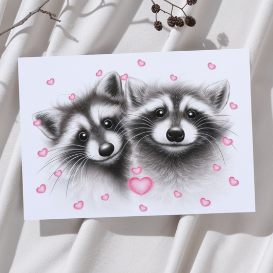 Pesukarhupari ja Sydämet -Taideprintti