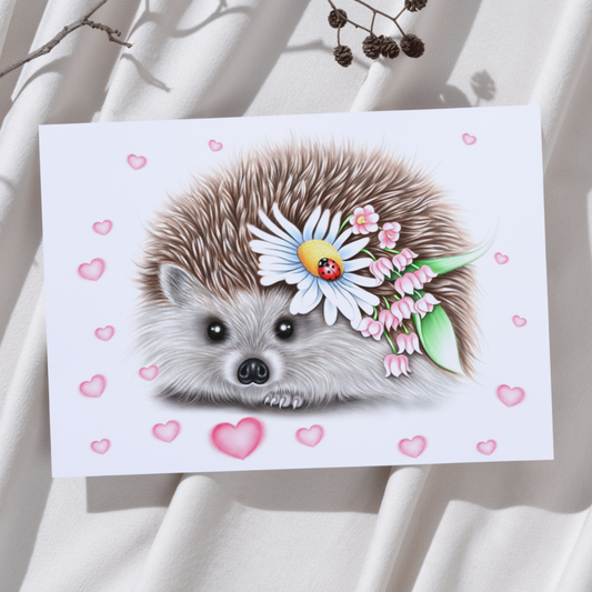 Igelkott och hjärtan - konsttryck