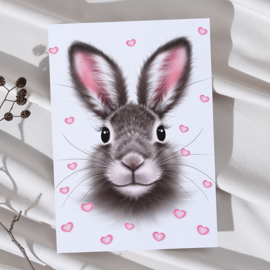 Hare och hjärtan - Konsttryck (Kanin)