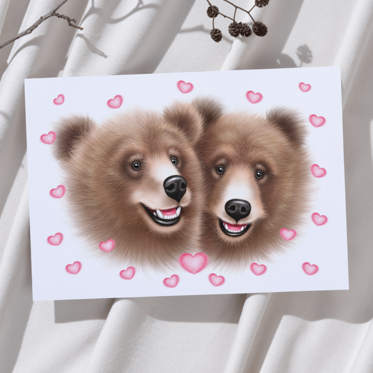 Björnpar och hjärtan - Konsttryck