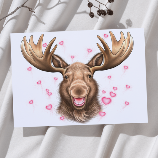 Hirvi hymyilee ja Sydämet -Taideprintti
