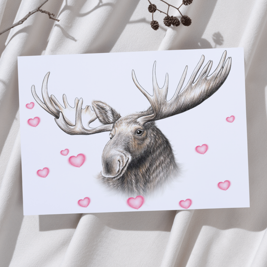 Älg och hjärtan - Konsttryck