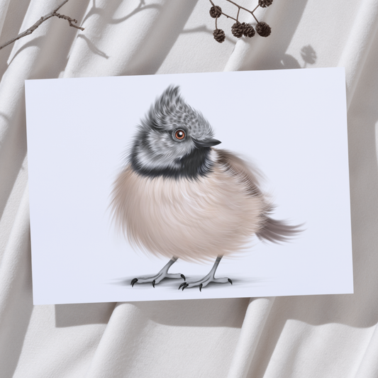 Lintu -Taideprintti (Töyhtötiainen) - ArtByAnnaK