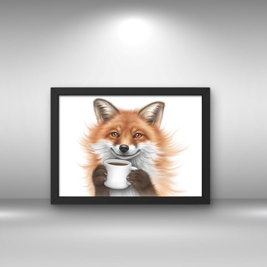 Kettu ja kahvikuppi -Sisustustaulu - ArtByAnnaK