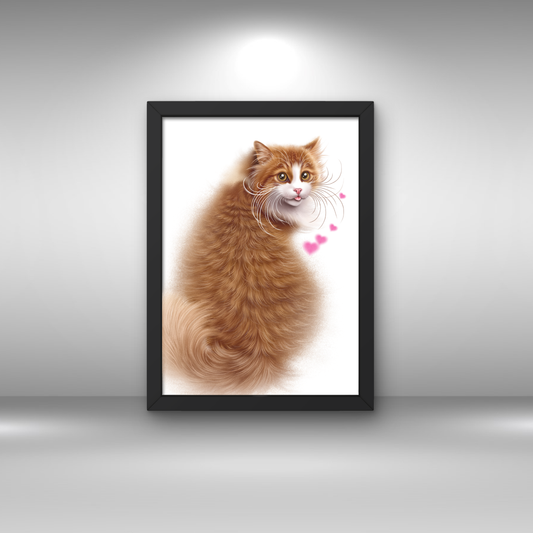 Röd katt sittande - Dekorativ målning (Kattraser, Kattunge)