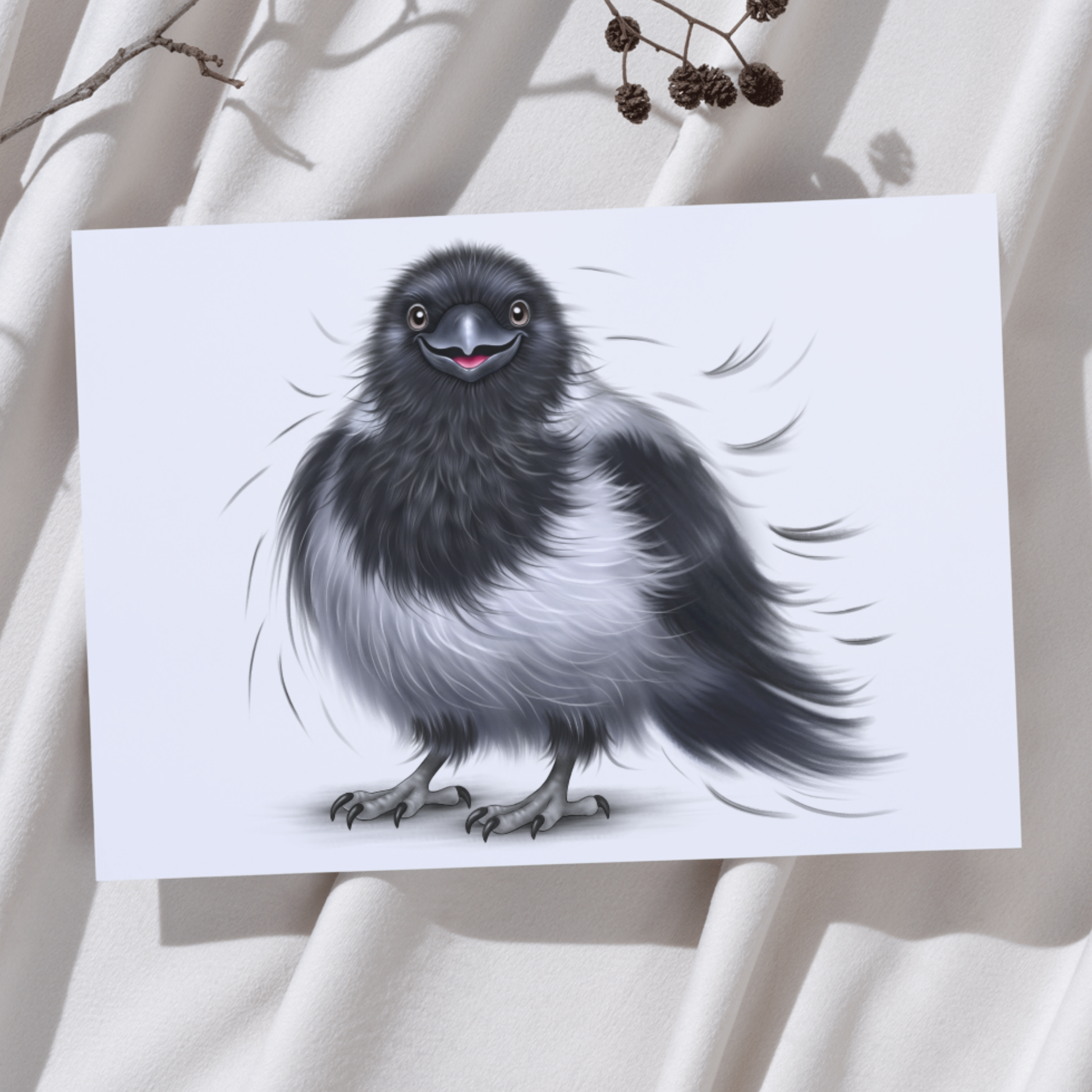 Lintu -Taideprintti (Varis) - ArtByAnnaK