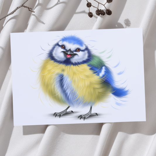 Lintu -Taideprintti (Sinitiainen) - ArtByAnnaK