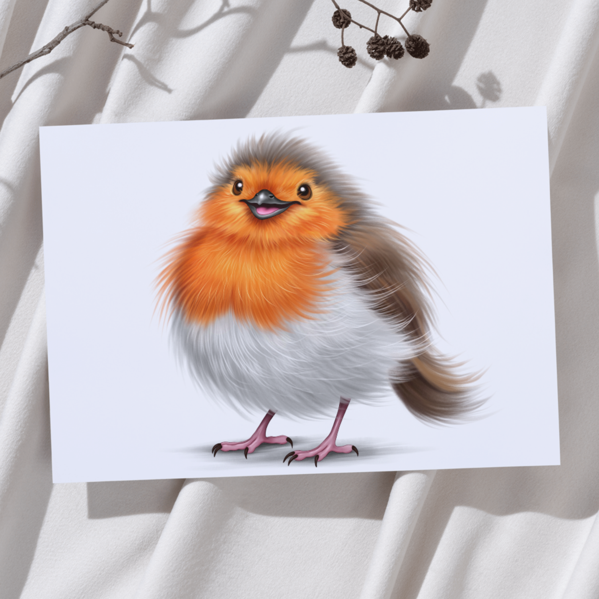 Lintu -Taideprintti (Punarinta) - ArtByAnnaK