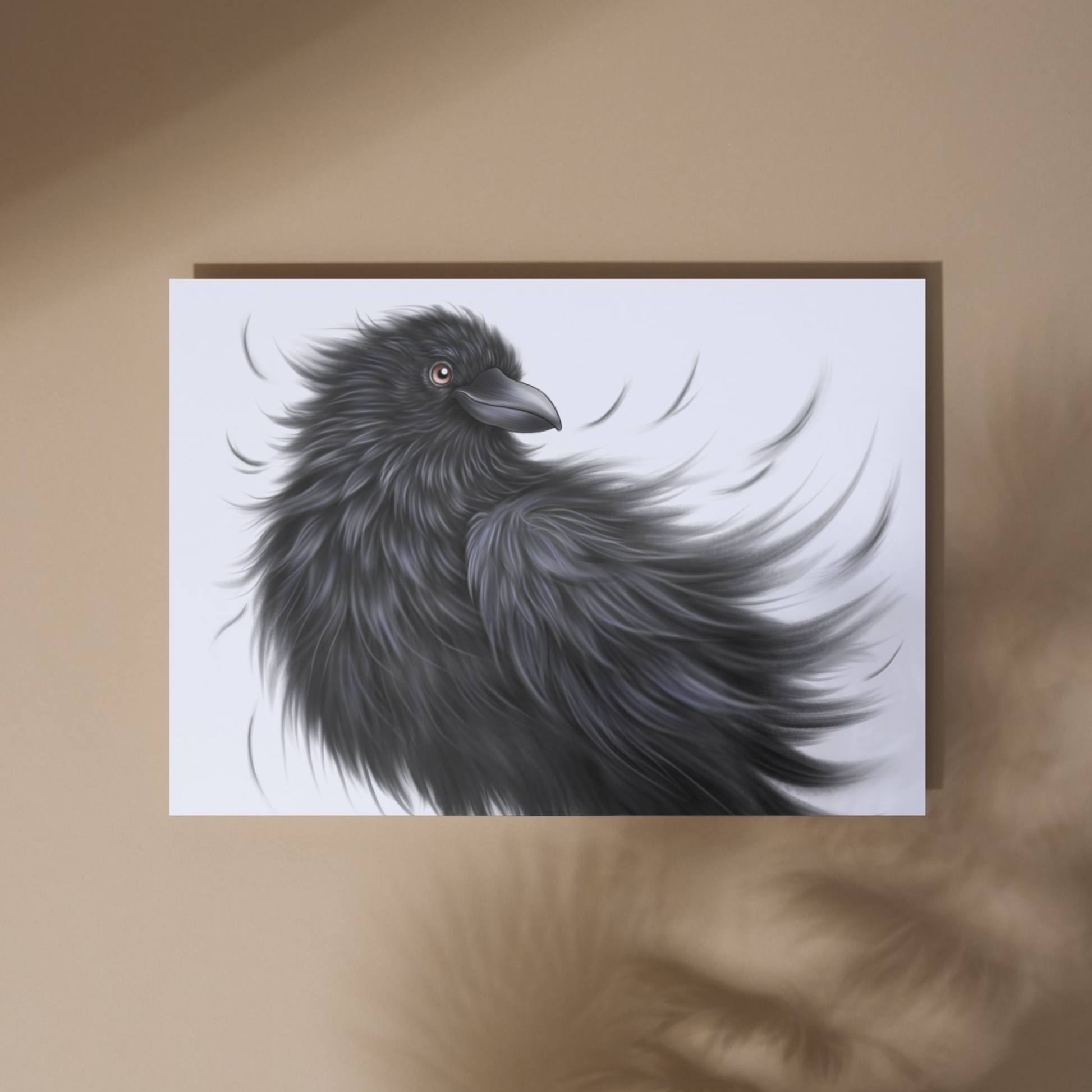 Lintu -Taideprintti (Korppi) 2 - ArtByAnnaK