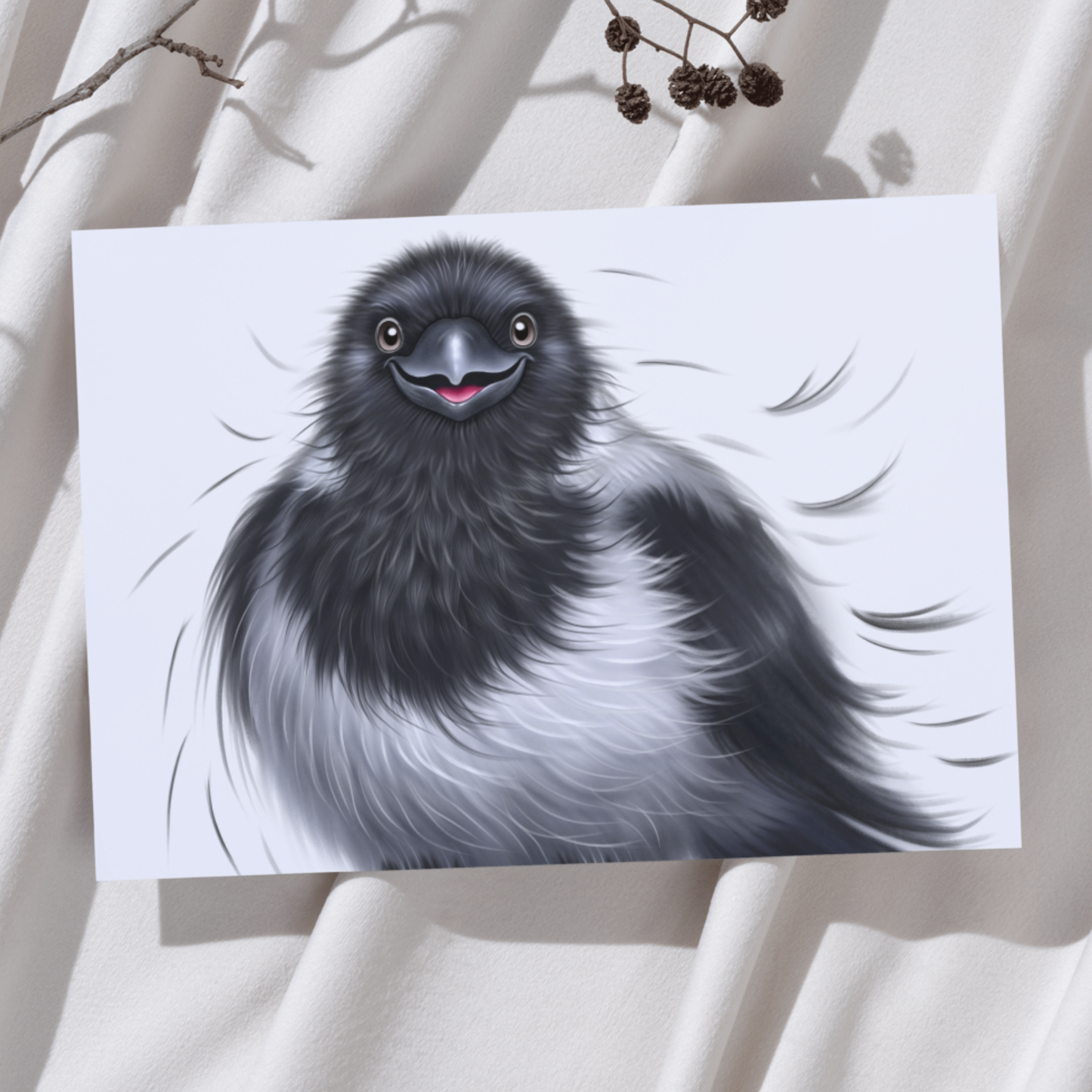 Lintu -Taideprintti (Varis) 2 - ArtByAnnaK