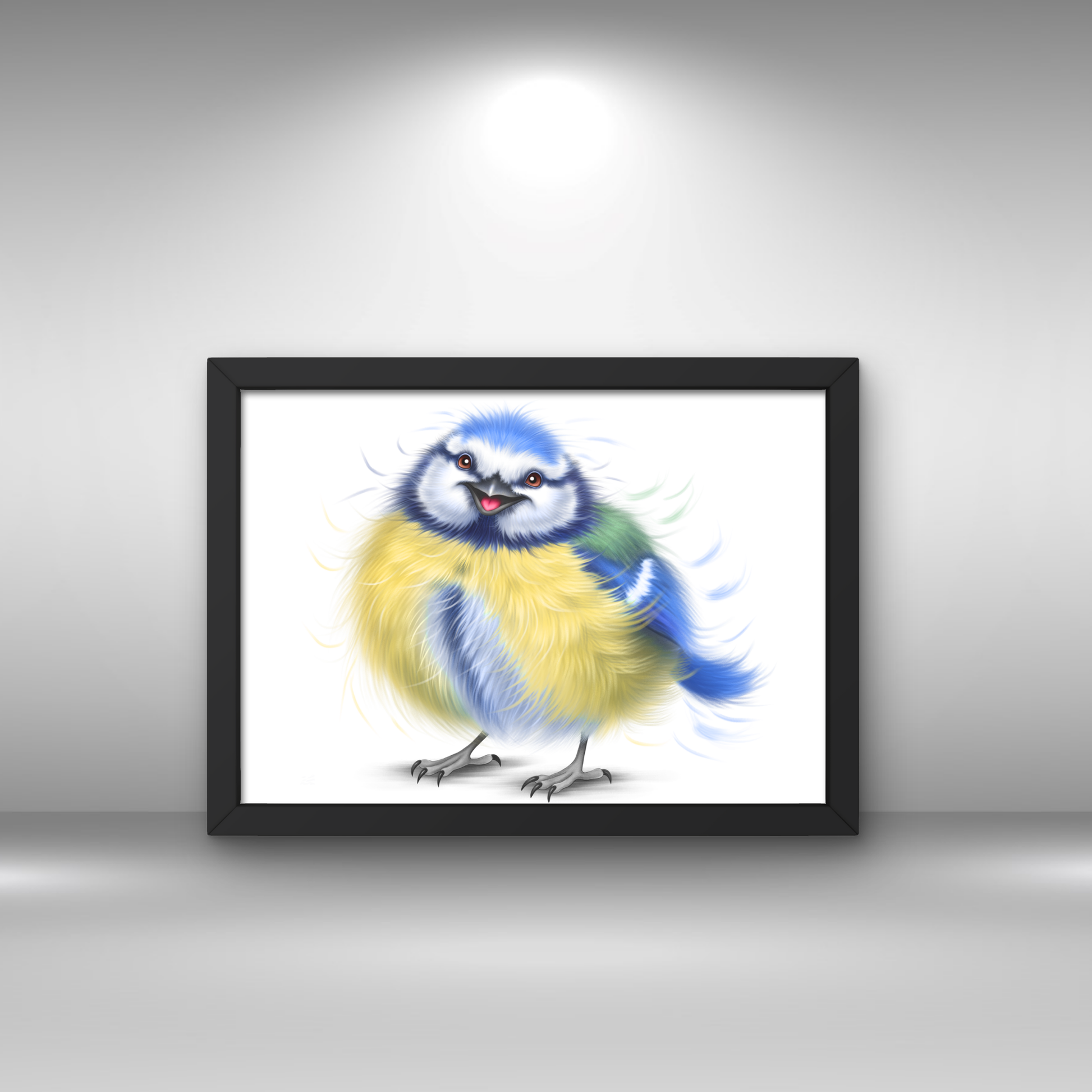 Lintu -Sisustustaulu (Sinitiainen) - ArtByAnnaK