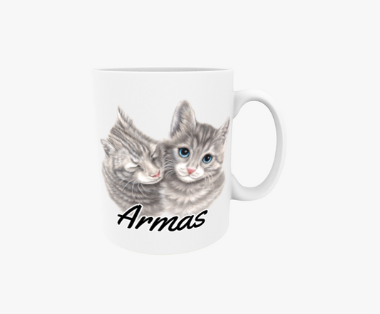 Söt/Grå Kattpar - Textmugg