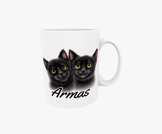 Söt/Svart Kattpar Textmugg