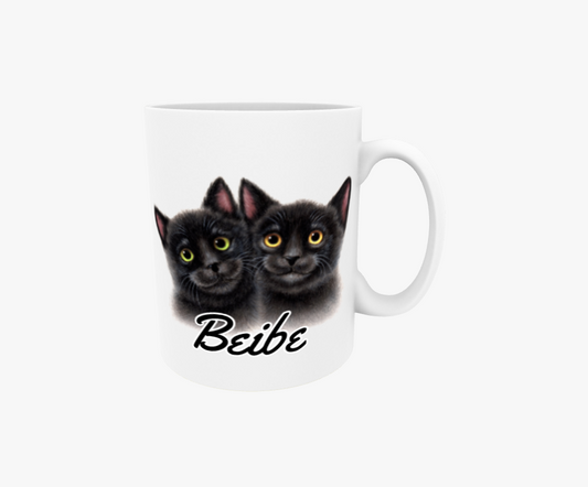 Beibe / Svart kattpar - Textmugg