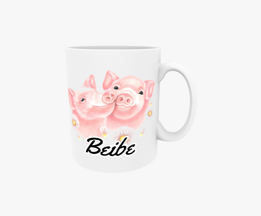 Beibe / Grispar och blommor - Textmugg