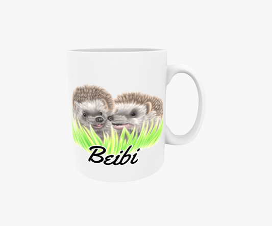 Baby / Igelkottar i gräset - Textmugg