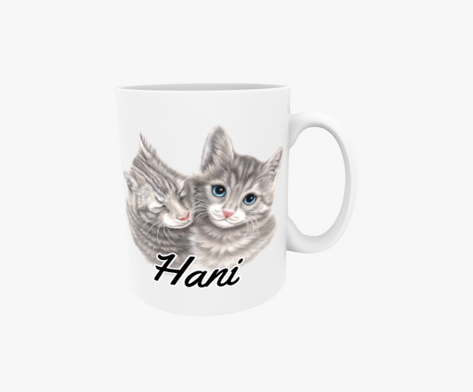 Hani / Grå kattpar - Textmugg