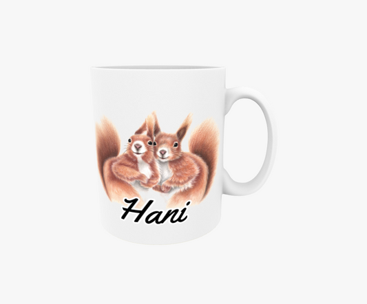 Höna/ekorrepar - Textmugg