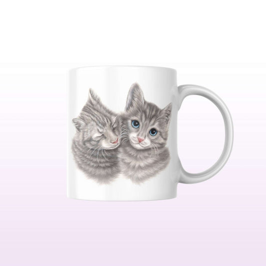 Harmaa kissapari -Muki (Kissa muki, Kissanpentu, Kisu) - ArtByAnnaK