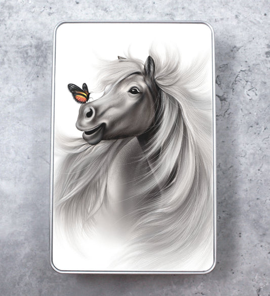 Horse and butterfly - Tin box