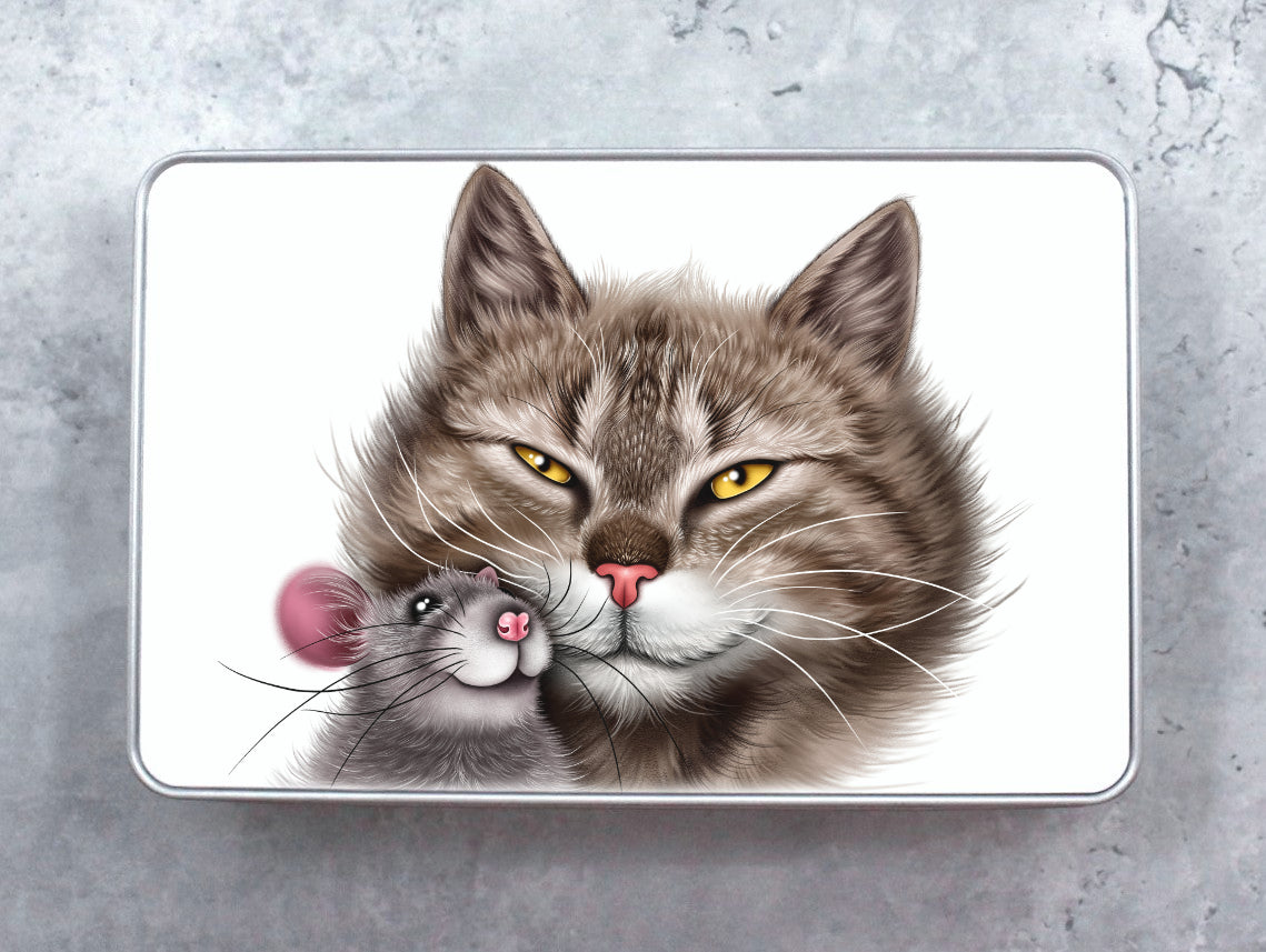 Mouse and Cat Tin Box (Cat Breeds, Kitty, Friend)