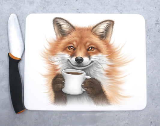 Kettu ja kahvikuppi -Leikkuulauta - ArtByAnnaK