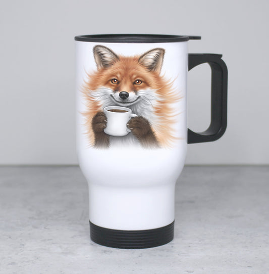 Kettu ja kahvikuppi -Termosmuki - ArtByAnnaK