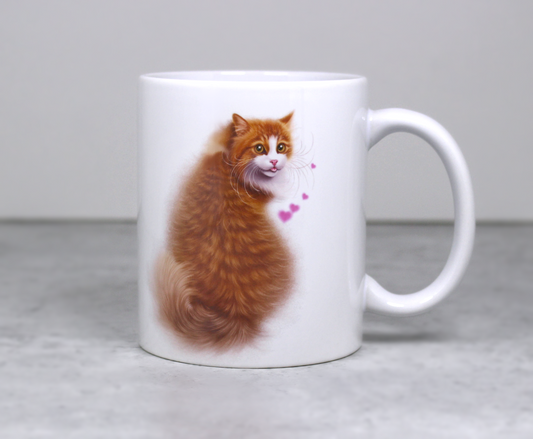 Red Cat Sitting Mug (Cat Breeds, Cat Mug, Kitty) 