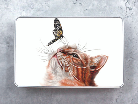 Cat and butterfly - Tin box