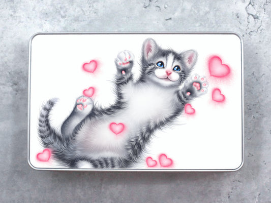 Kitten and Hearts Tin Box (Cat Breeds, Kitty)