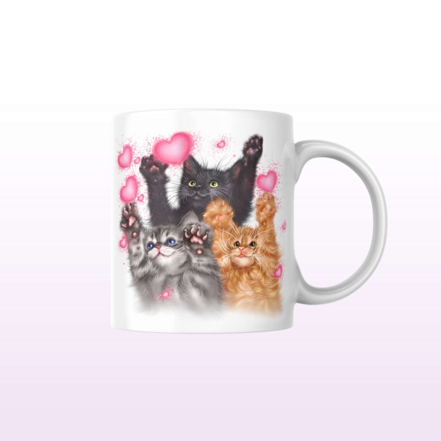 Kissanpennut ja Sydämmet -Muki (Kissarodut, Kisu, Kissamuki, Kissa muki, Ystävä)