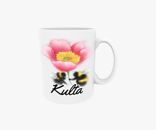 Guld / Pörriaäiset och Kukkanen -Textmugg