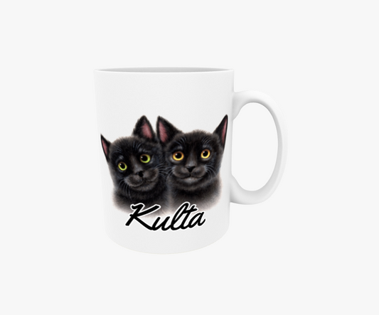 Guldfärgad/svart kattpar - Textmugg