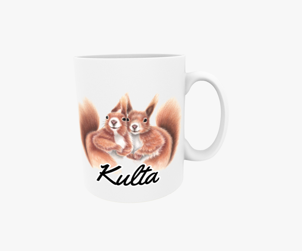 Gold / Squirrel Couple -Text Mug