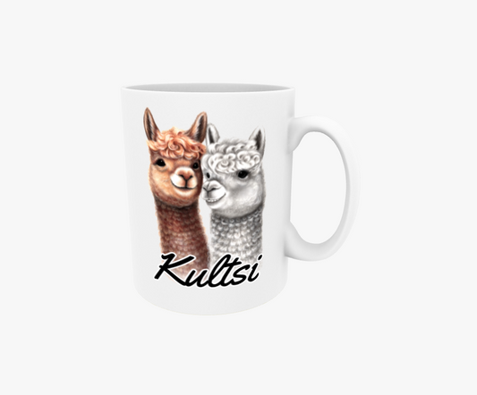 Kultsi / Alpaca couple / Llama couple -Text mug
