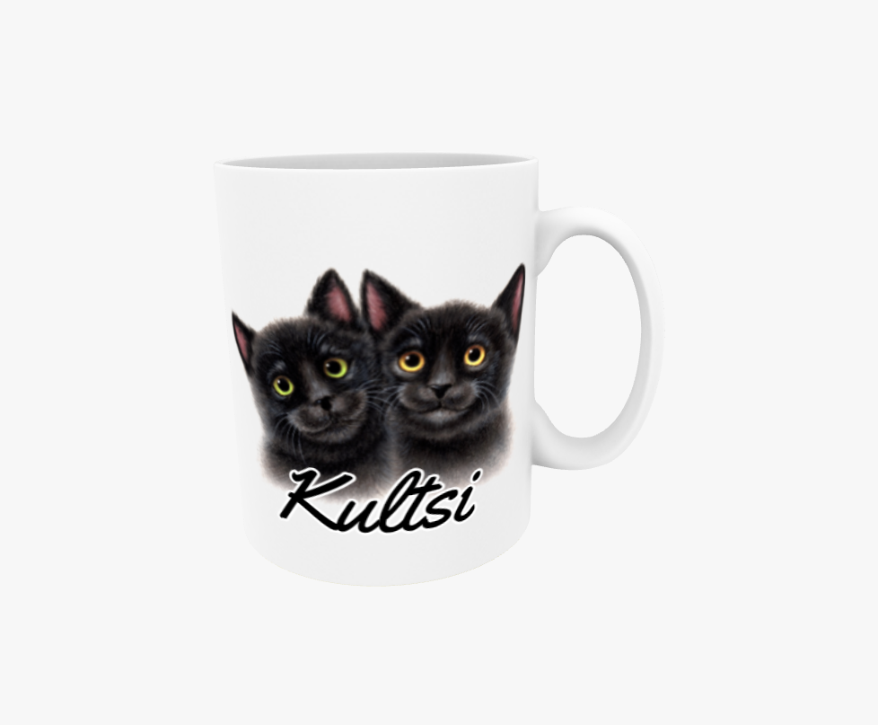 Kultsi / Svart kattpar - Textmugg