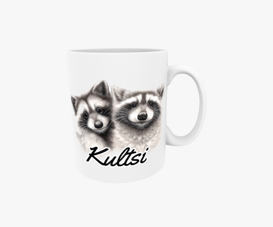 Kult-/tvättbjörnspar - Textmugg