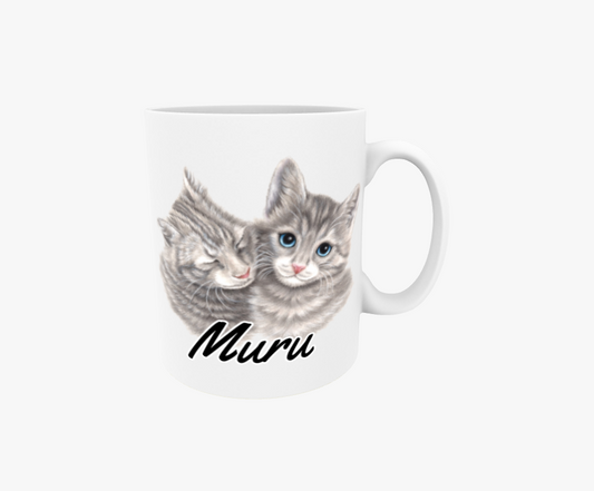 Muru / Grå kattpar - Textmugg
