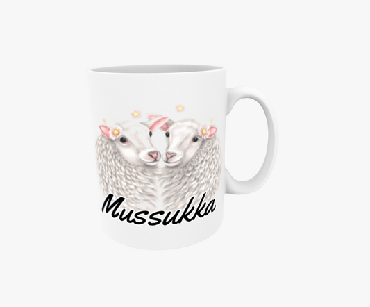 Mussukka / Par av lamm - Textmugg
