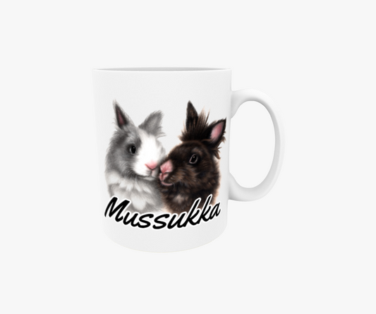 Mussukka / Kaninpar Grå och Svart - Textmugg