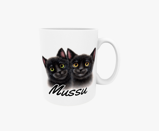 Mussu / Svart kattpar - Textmugg