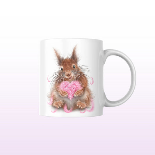 Squirrel and Heart pillow -Mug 