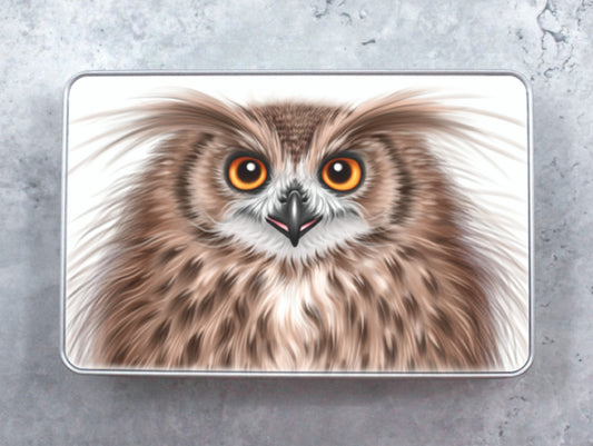 Pöllö -Peltirasia - ArtByAnnaK